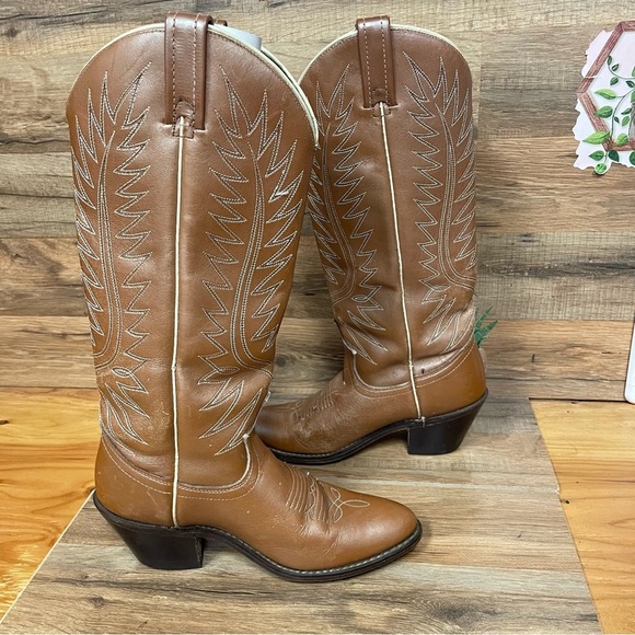 Vintage Acme women’s cowgirl boots size 6.5 narrow sand western - Picture 10 of 11